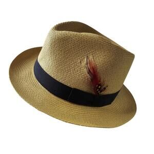 NewYork Hat Co. LARGE 7.1/4-7.3/8.  Made in USA SewnPinchFedora Teared drop Brim